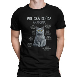 Britská kočka – anatomie - pánské tričko s potiskem