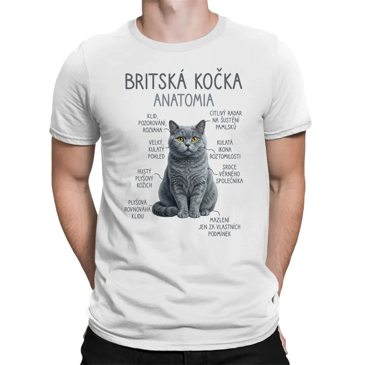 Britská kočka - anatomie - pánské tričko s potiskem