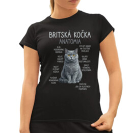 Britská kočka – anatomie  - dámské tričko s potiskem