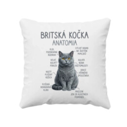 Britská kočka – anatomie - polštář s potiskem
