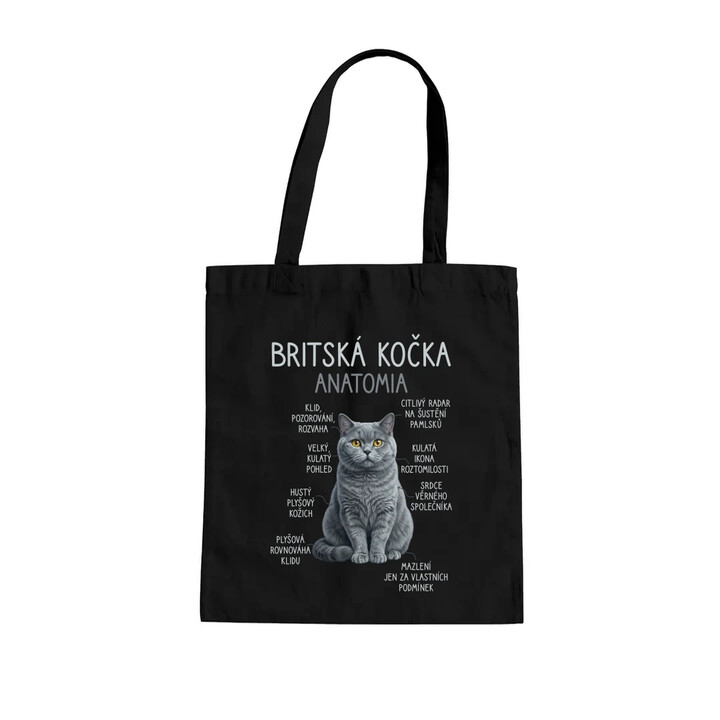 Britská kočka - anatomie - taška s potiskem