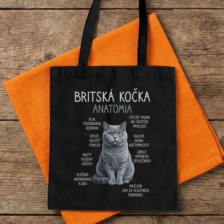 Britská kočka - anatomie - taška s potiskem