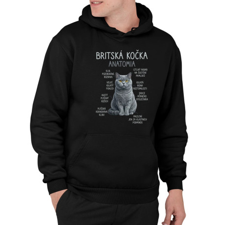 Britská kočka – anatomie - pánská mikina s potiskem