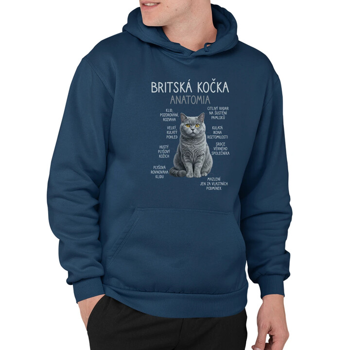 Britská kočka - anatomie - pánská mikina s potiskem