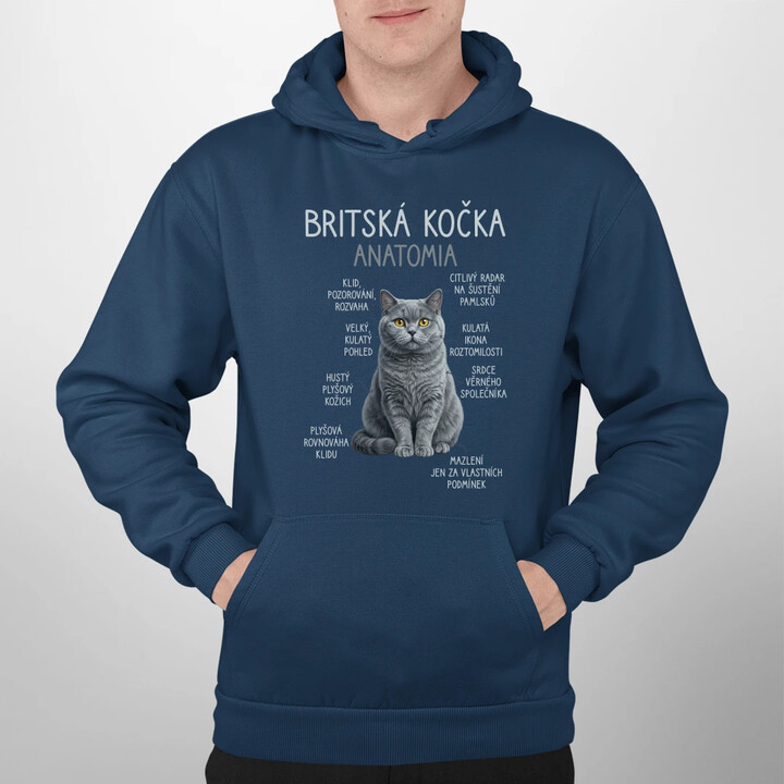 Britská kočka - anatomie - pánská mikina s potiskem