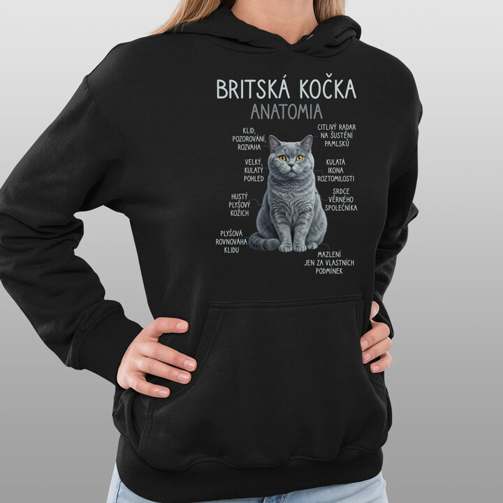 Britská kočka - anatomie - dámská mikina s potiskem