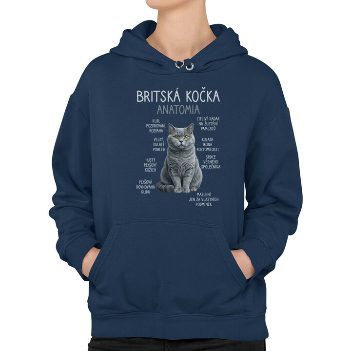 Britská kočka - anatomie - dámská mikina s potiskem