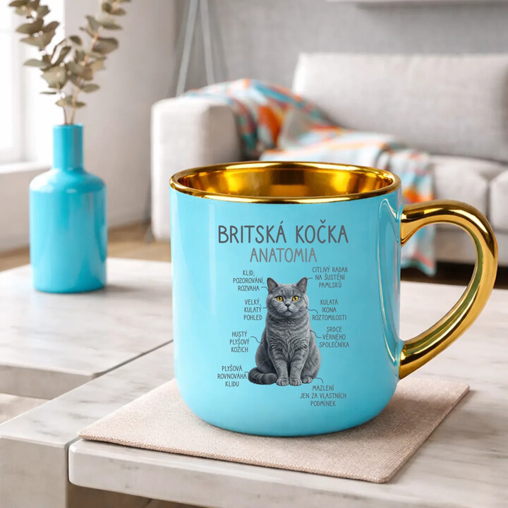Britská kočka - anatomie - Elegantní hrnek na dárek