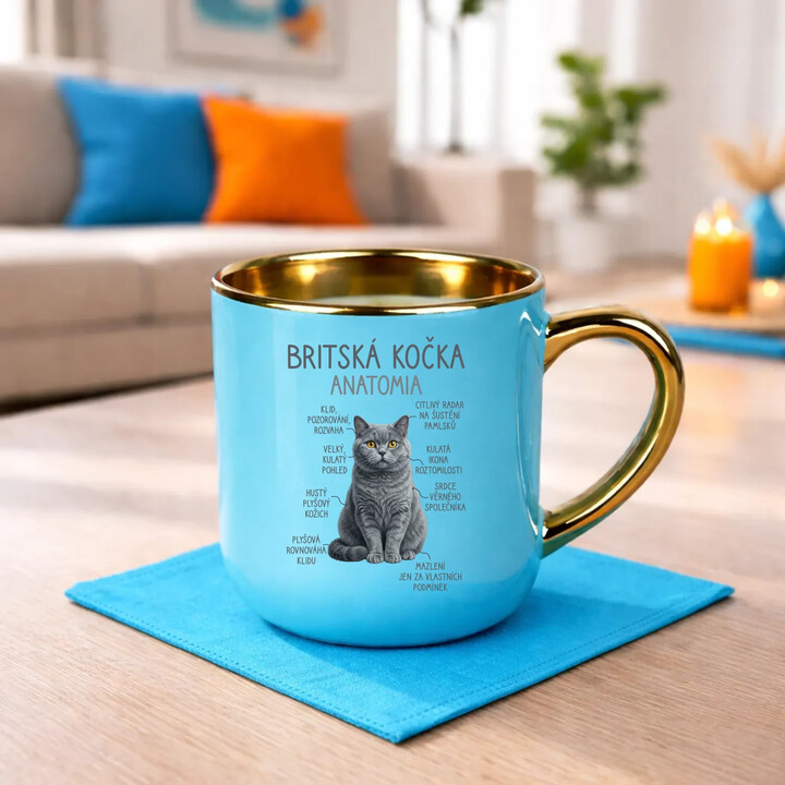 Britská kočka - anatomie - Elegantní hrnek na dárek