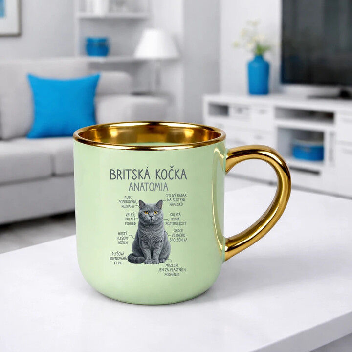 Britská kočka - anatomie - Elegantní hrnek na dárek