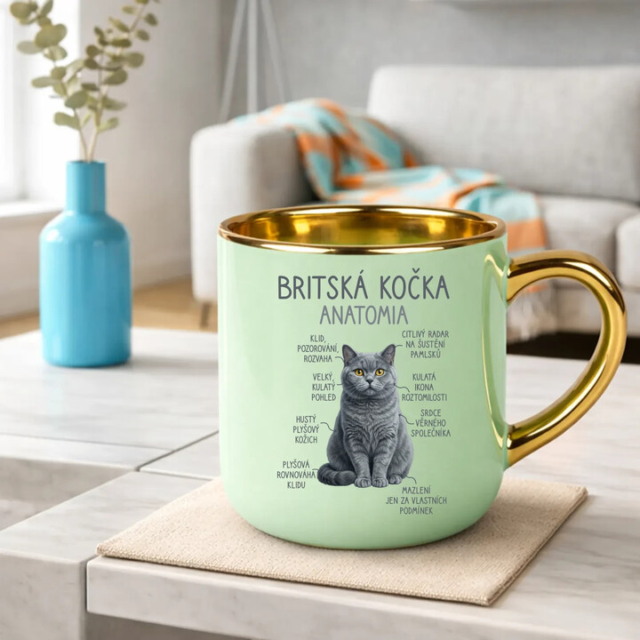 Britská kočka - anatomie - Elegantní hrnek na dárek