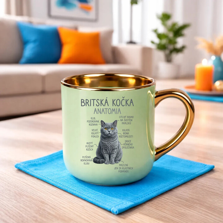 Britská kočka - anatomie - Elegantní hrnek na dárek