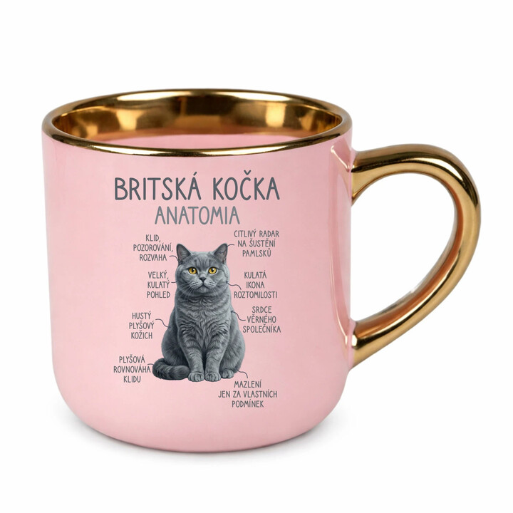 Britská kočka - anatomie - Elegantní hrnek na dárek
