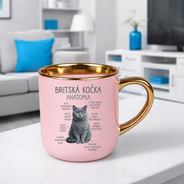 Britská kočka - anatomie - Elegantní hrnek na dárek