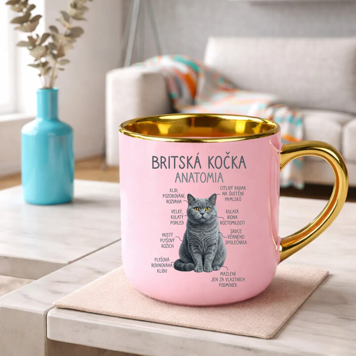 Britská kočka - anatomie - Elegantní hrnek na dárek