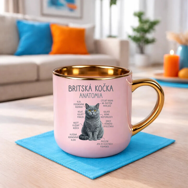 Britská kočka - anatomie - Elegantní hrnek na dárek