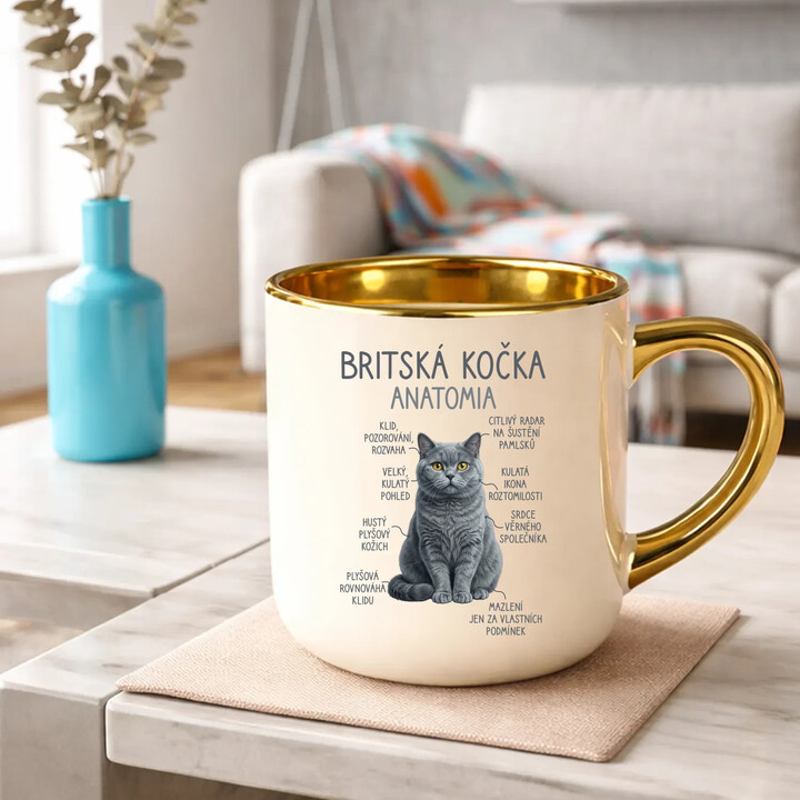 Britská kočka - anatomie - Elegantní hrnek na dárek