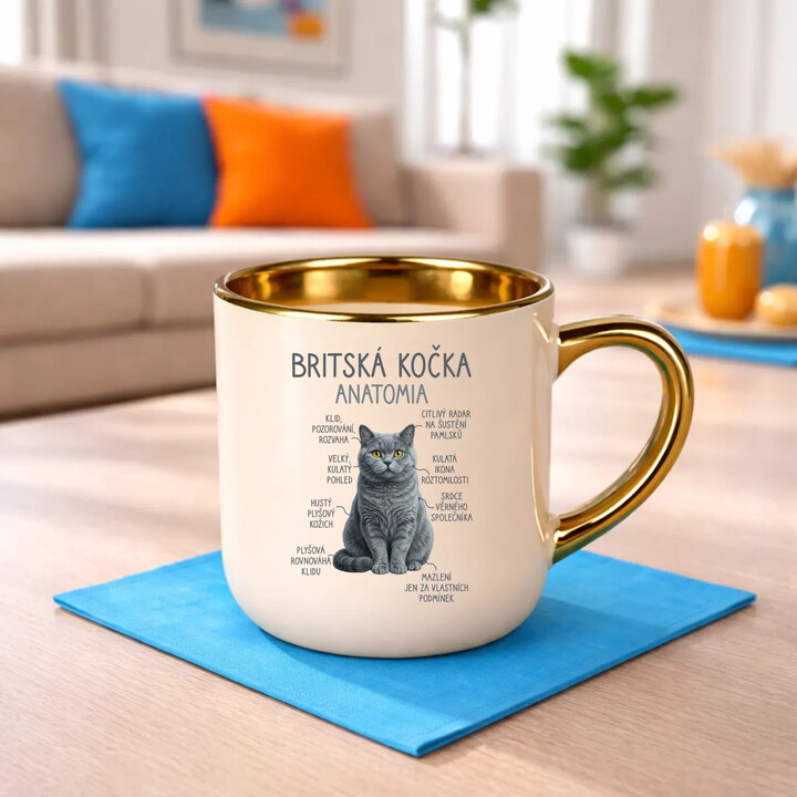 Britská kočka - anatomie - Elegantní hrnek na dárek