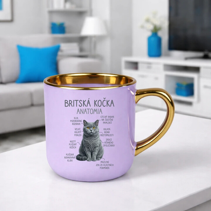 Britská kočka - anatomie - Elegantní hrnek na dárek