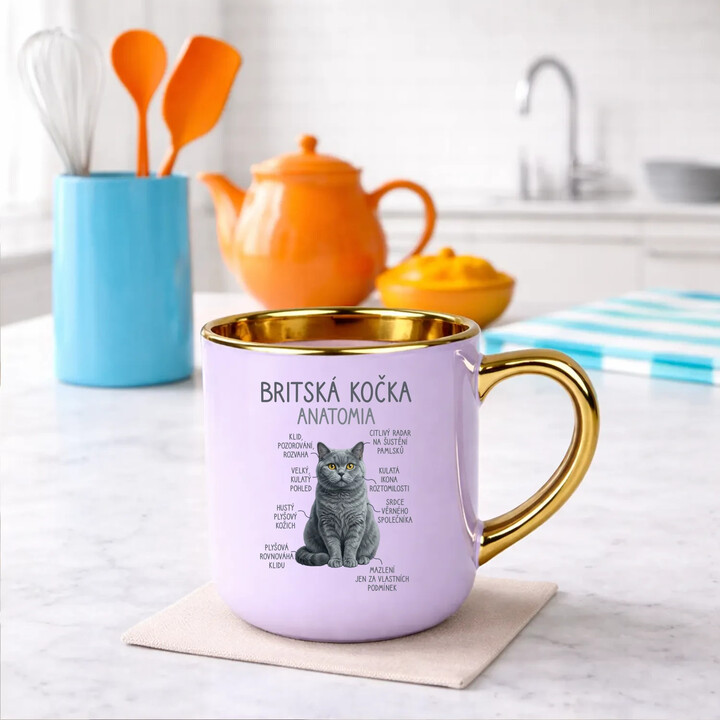 Britská kočka - anatomie - Elegantní hrnek na dárek
