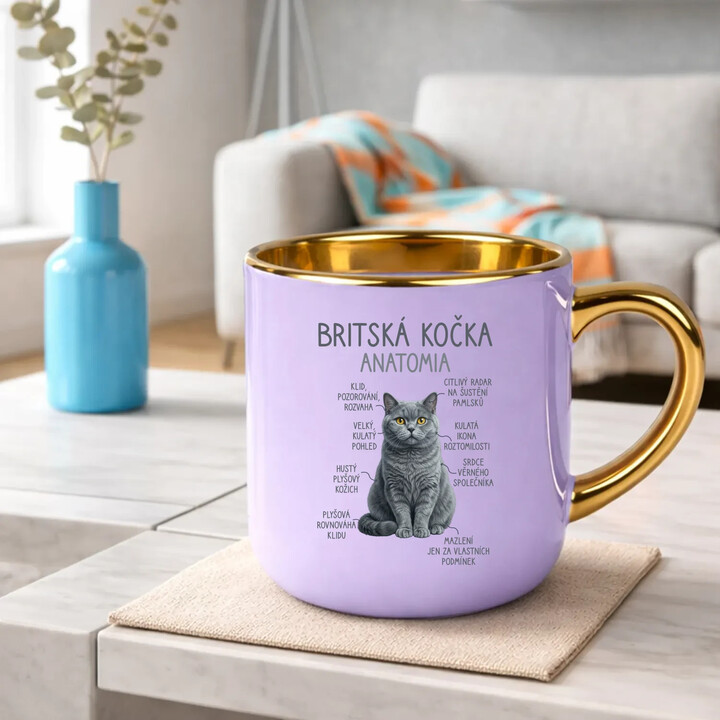 Britská kočka - anatomie - Elegantní hrnek na dárek
