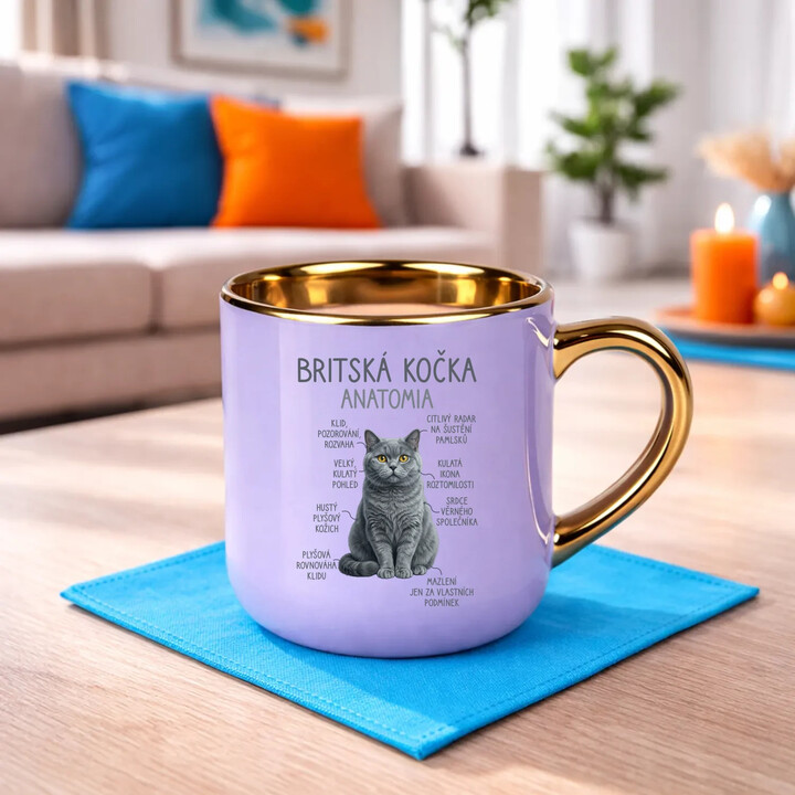 Britská kočka - anatomie - Elegantní hrnek na dárek