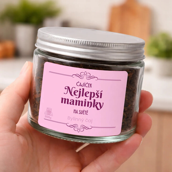 Dárková sada pro nejlepší maminku na světě - čaj, hrnek, svíčka a dřevěná medaile