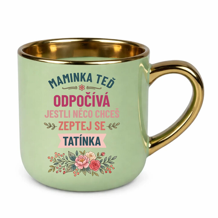 Maminka teď odpočívá, zeptej se tatínka - Elegantní hrnek na dárek
