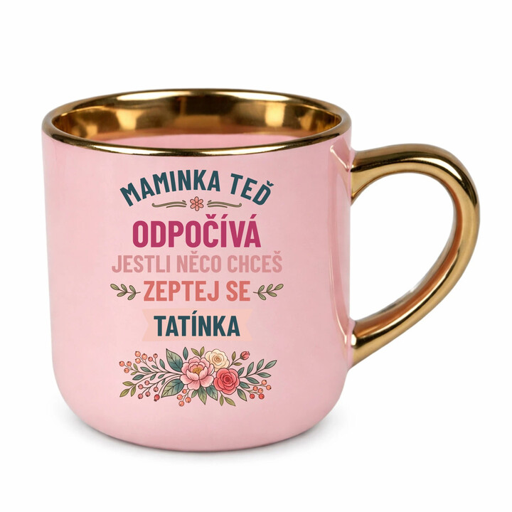 Maminka teď odpočívá, zeptej se tatínka - Elegantní hrnek na dárek
