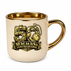 50 let na krku, všechno šlape jako hodinky – Elegantní hrnek na dárek