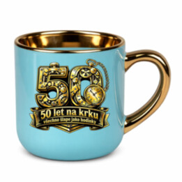 50 let na krku, všechno šlape jako hodinky – Elegantní hrnek na dárek