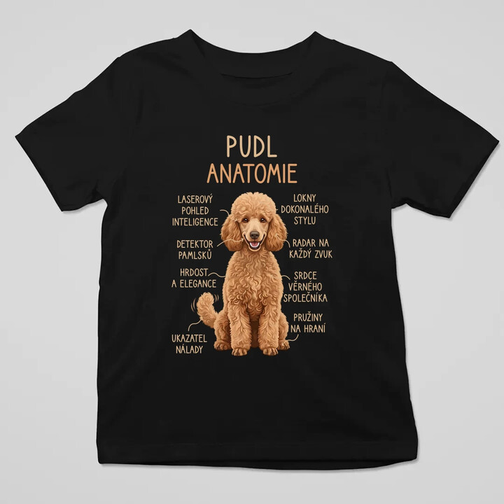 Pudl - anatomie - dětské tričko s potiskem