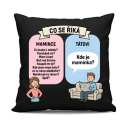 Co se říká mamince - černý polštář s potiskem