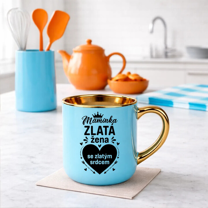Maminka - zlatá žena se zlatým srdcem - Elegantní hrnek na dárek