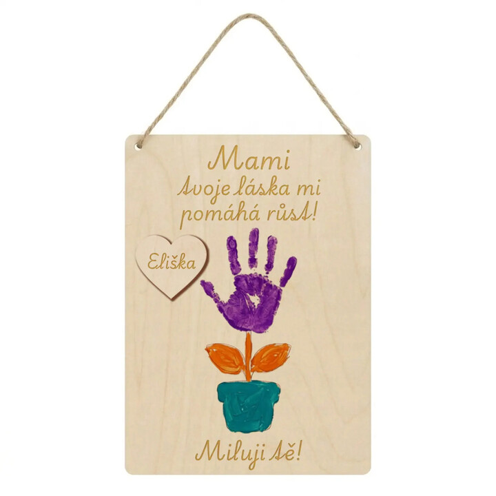 Mami, tvoje láska mi pomáhá růst - dřevěná přáníčka s gravírováním - personalizovaný produkt