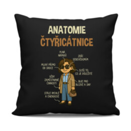 Anatomie – čtyřicátnice - černý polštář s potiskem