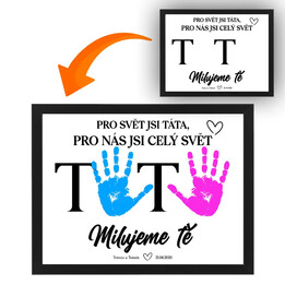 Pro svět jsi táta, pro nás jsi celý svět. Milujeme tě - doplň jméno - Plakát jako dárek - personalizovaný produkt