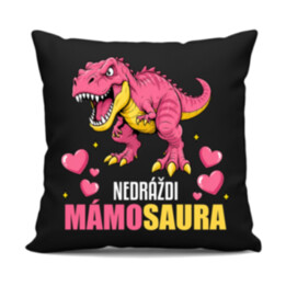 Nedráždi mámosaura - černý polštář s potiskem