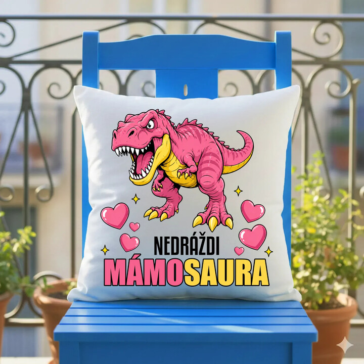 Nedráždi mámosaura - polštář s potiskem