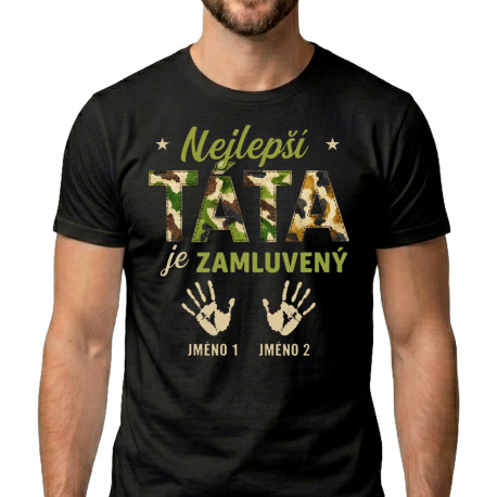 Nejlepší táta je zamluvený - 2 deti - pánské tričko s potiskem - personalizovaný produkt