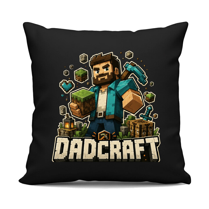 Dadcraft - černý polštář s potiskem