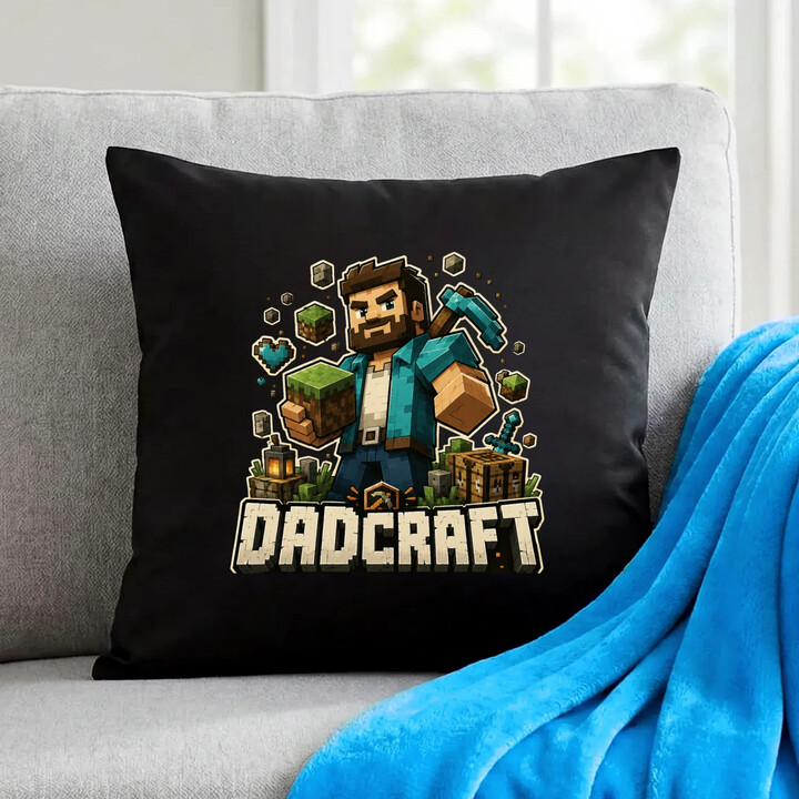 Dadcraft - černý polštář s potiskem