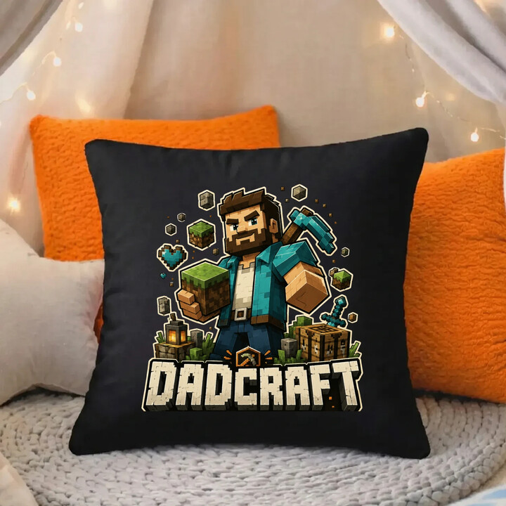 Dadcraft - černý polštář s potiskem