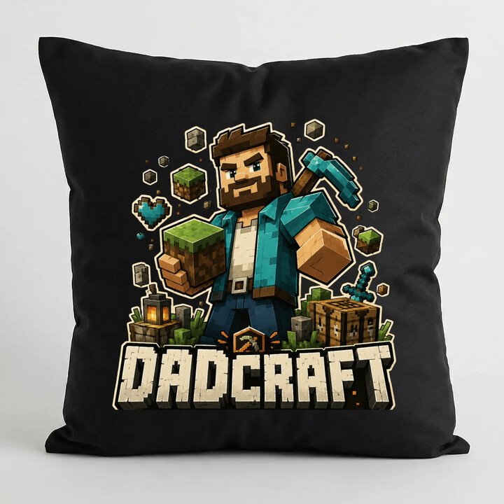 Dadcraft - černý polštář s potiskem