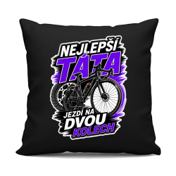 Nejlepší táta jezdí na dvou kolech - černý polštář s potiskem