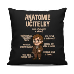 Anatomie učitelky - černý polštář s potiskem