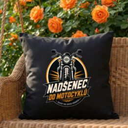 Nadšenec do motocyklů - černý polštář s potiskem