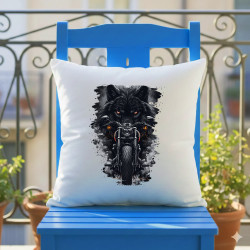 Motocykl s vlkem - polštář s potiskem