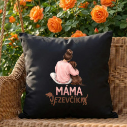 Černý polštář Máma jezevčíka - pro milovnice jezevčíků