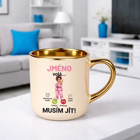 Elegantní hrnek Jméno volá musím jít - personalizovaný produkt